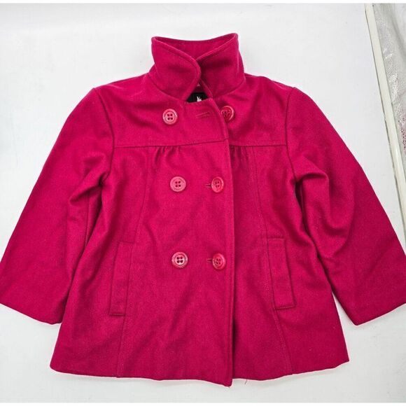Me Jane Kids Fuchsia Double-Breasted Wool & Polyester Coat With Bow Back Size 7 - Picture 2 of 5